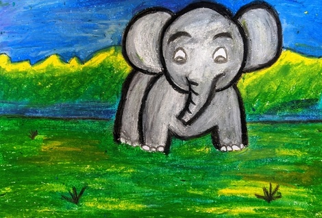 Oil Pastel Elephant Drawing - Museum of Visual Materials